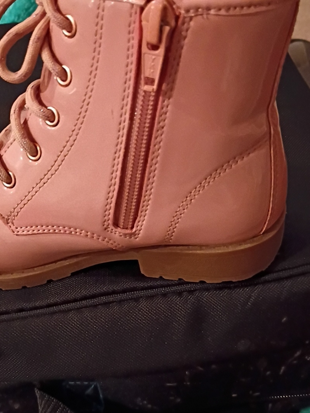Girl's Pink Lace-Up Zip Ankle Boots